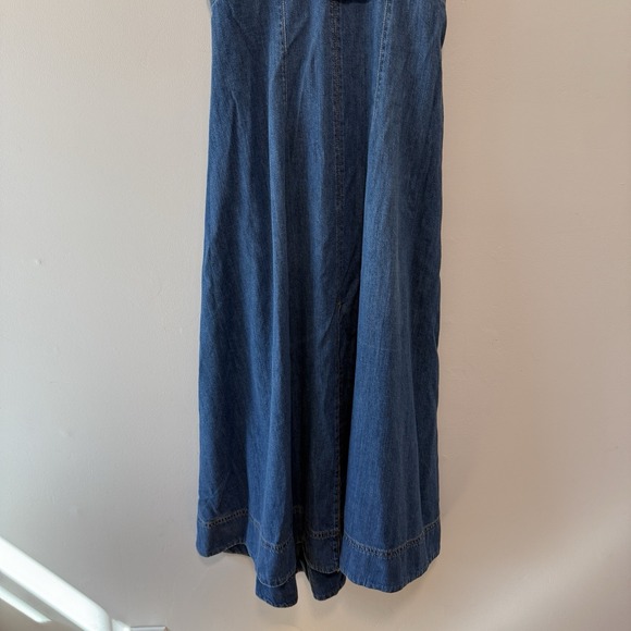 Reformation NWT Gabriella Denim Midi V-Neck Center Seam Dress Size 2 - Picture 3 of 10